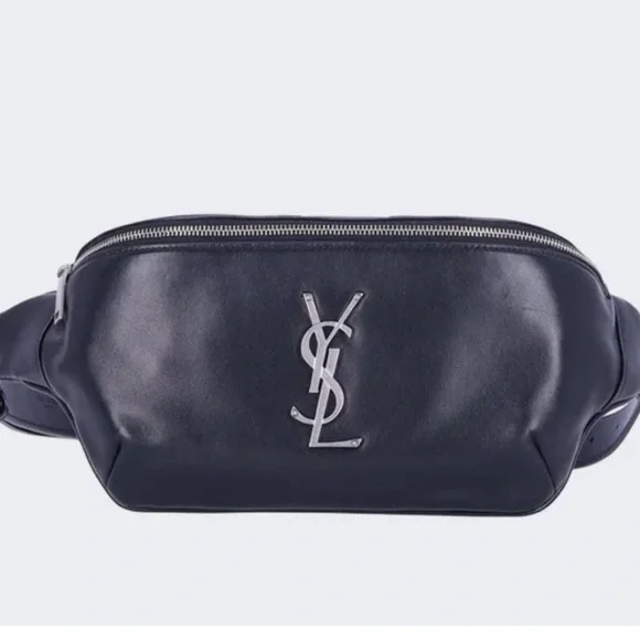 Yves Saint Laurent Cassandre Black Leather Belt Bag - Picture 2 of 7